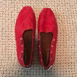 Red Canvas Slip On Shoes BRAND NEW